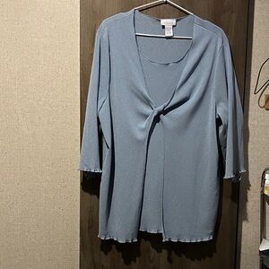 Avenue Women's Soft Blue Knot Blouse